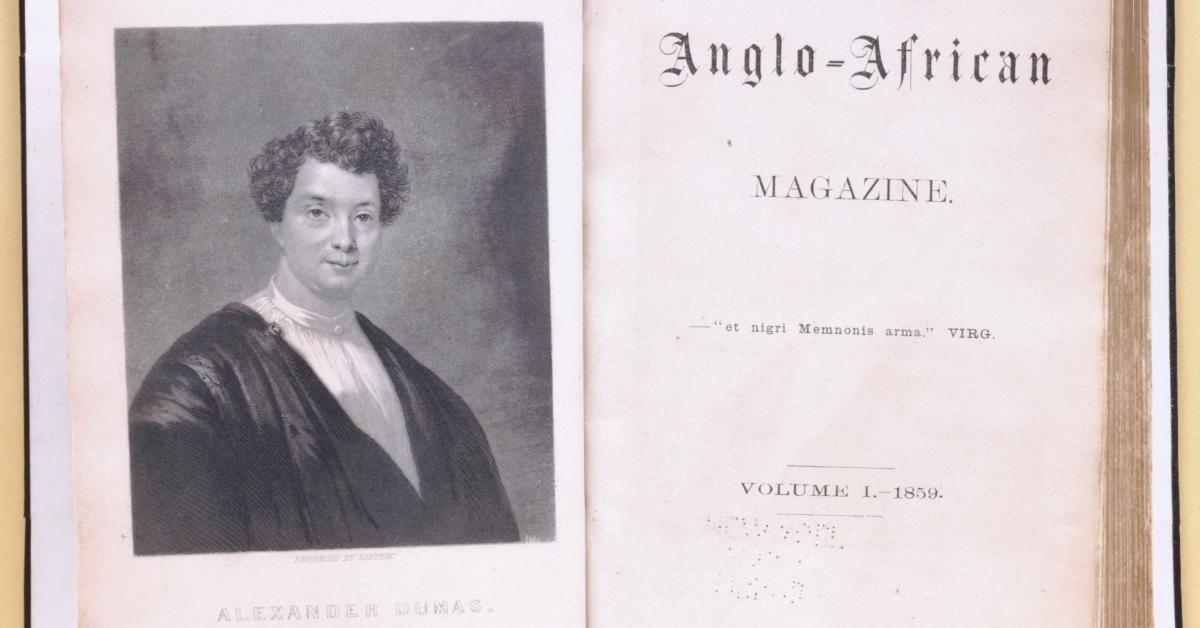 Illustration of author Alexandre Dumas in 'The Anglo-African magazine.'