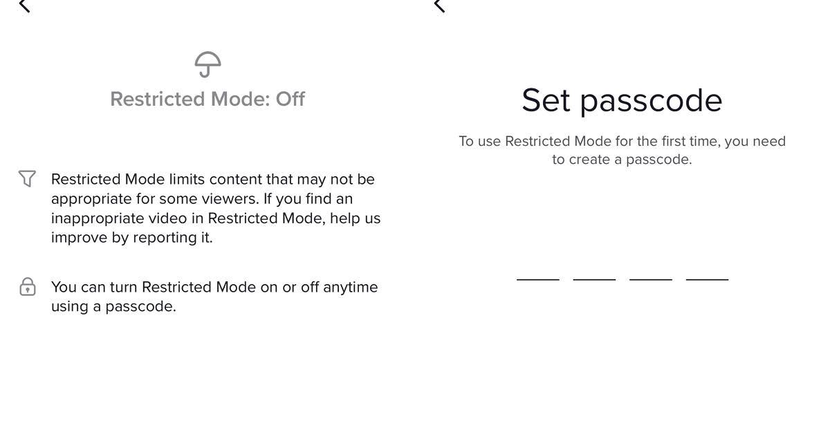 Restricted mode settings on TikTok