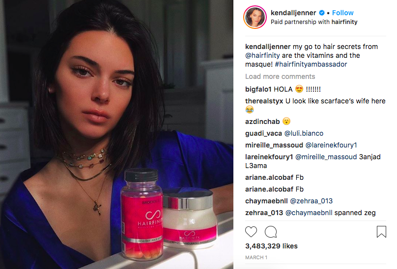 kendall jenner instagram ad