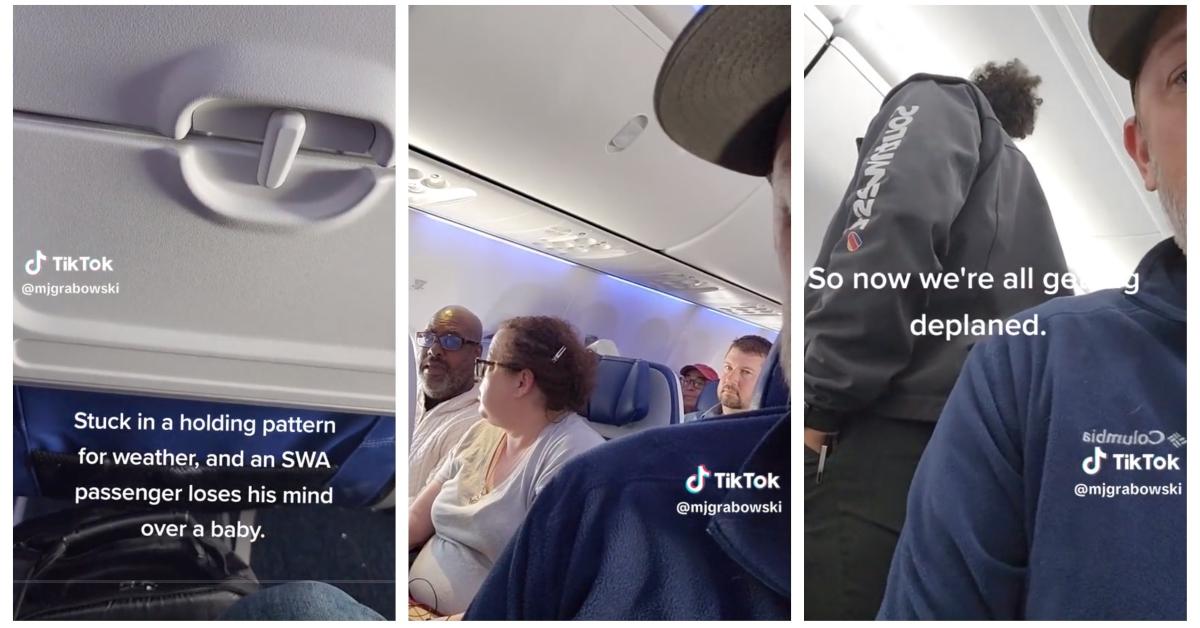 TikTok about a man yelling over a baby crying on a plane.