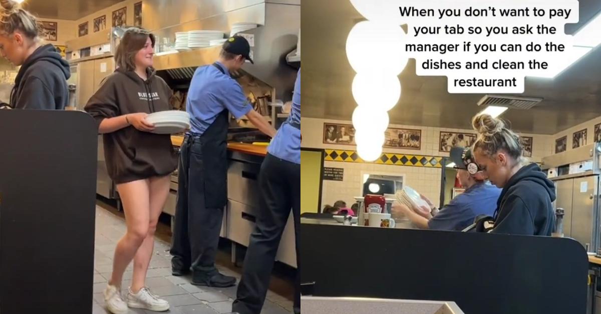 Waffle House Customer Cleans Dishes to not pay tab
