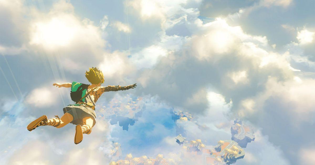 Link diving in Tears of the Kingdom.