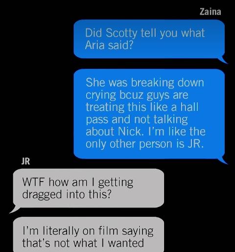 Zaina's Text messages on The Ultimatum