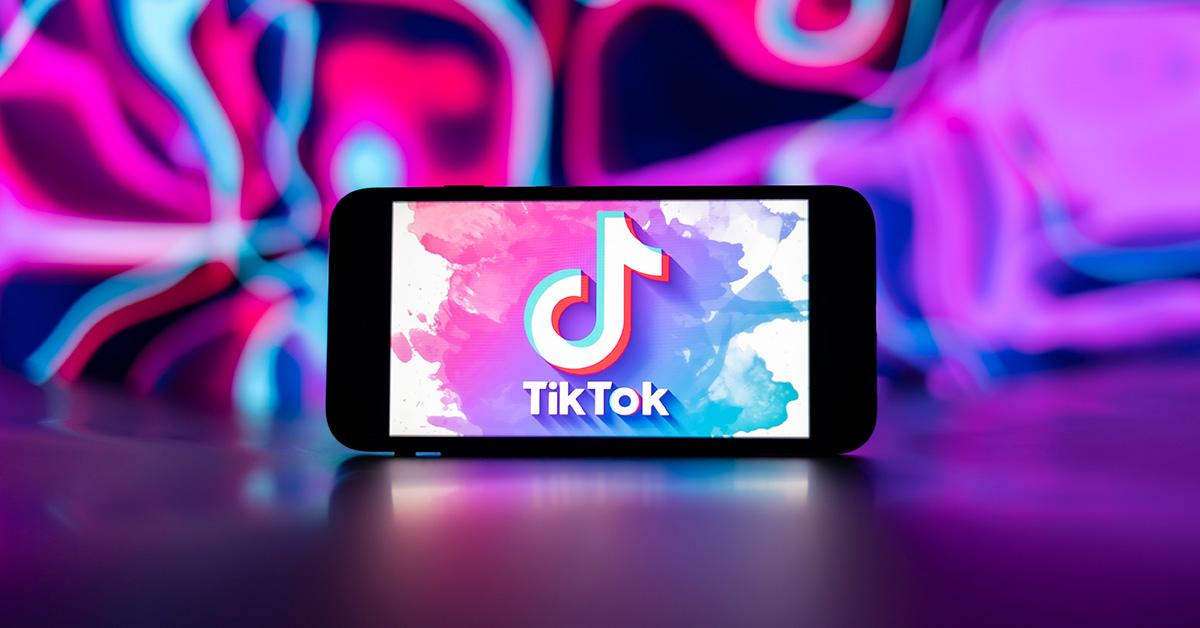 A TikTok logo with colors around it. 