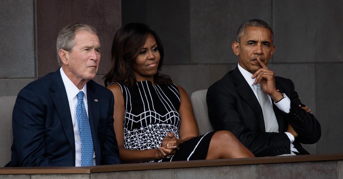 George W. Bush, Michelle and Barack Obama at the opening of the National Museum of African American History and Culture, Washington DC, September 24, 2016