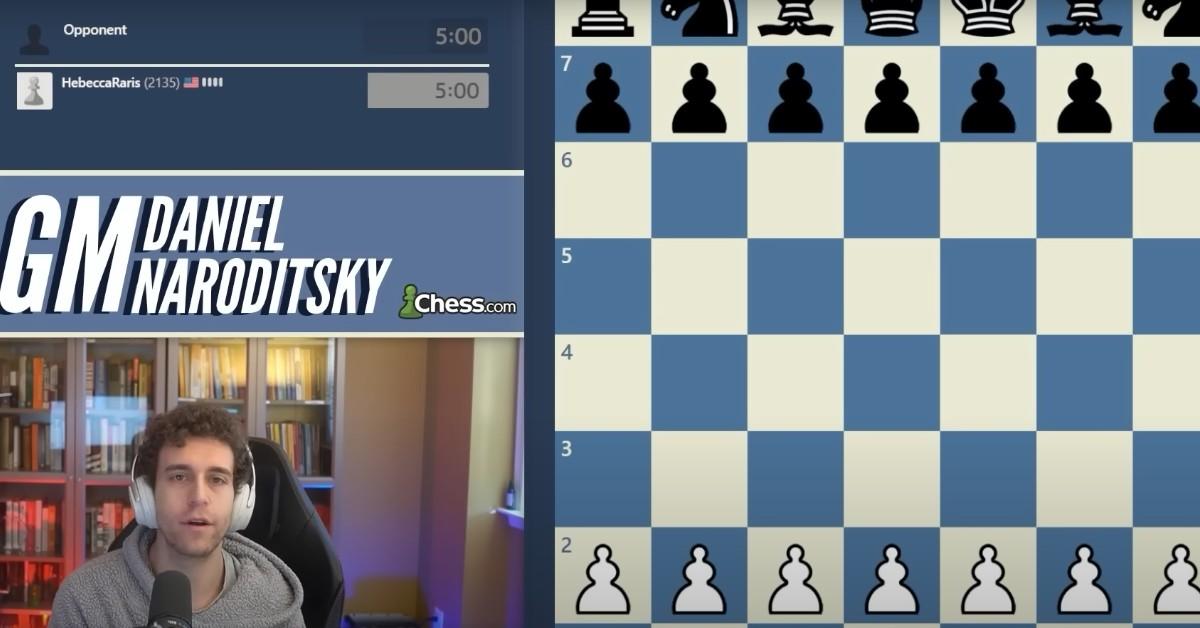 Daniel Naroditsky playing on chess.com for a YouTube video