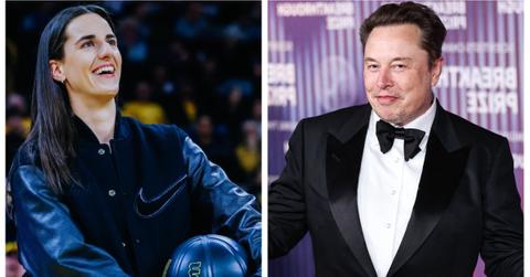 (L-R): Caitlin Clark; Elon Musk