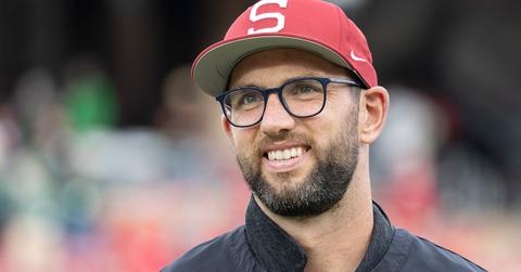 Andrew Luck in a Stanford hat during a game against Oregon.