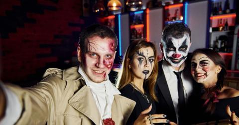 A group of friends on Halloween