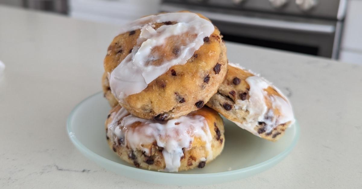 Popeyes Chocolate Chip Biscuits on a plate