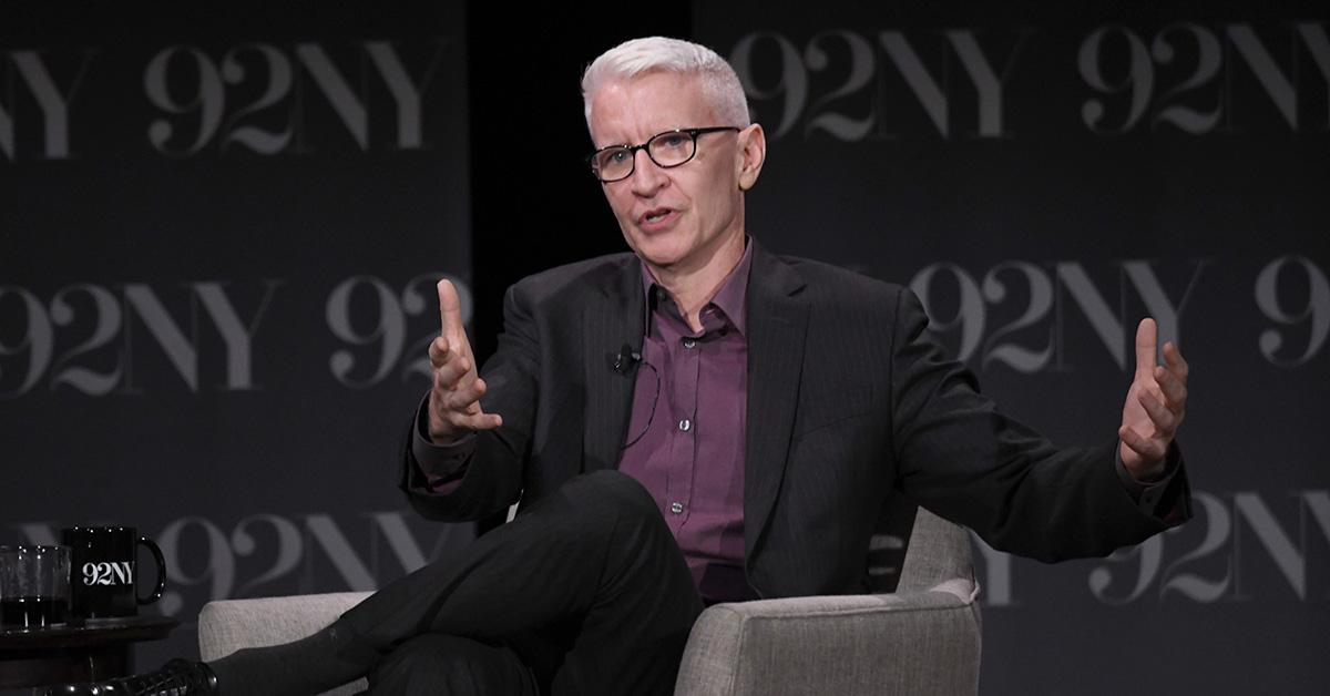 Anderson Cooper talking at the 92nd street Y in New York. 