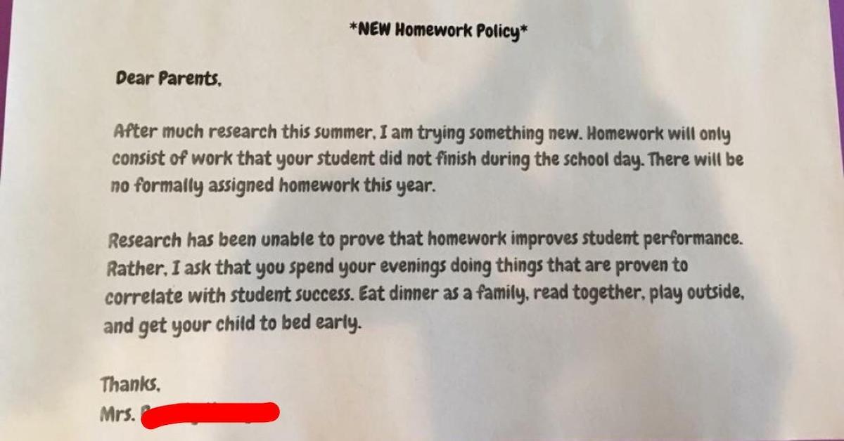 teacher homework policy