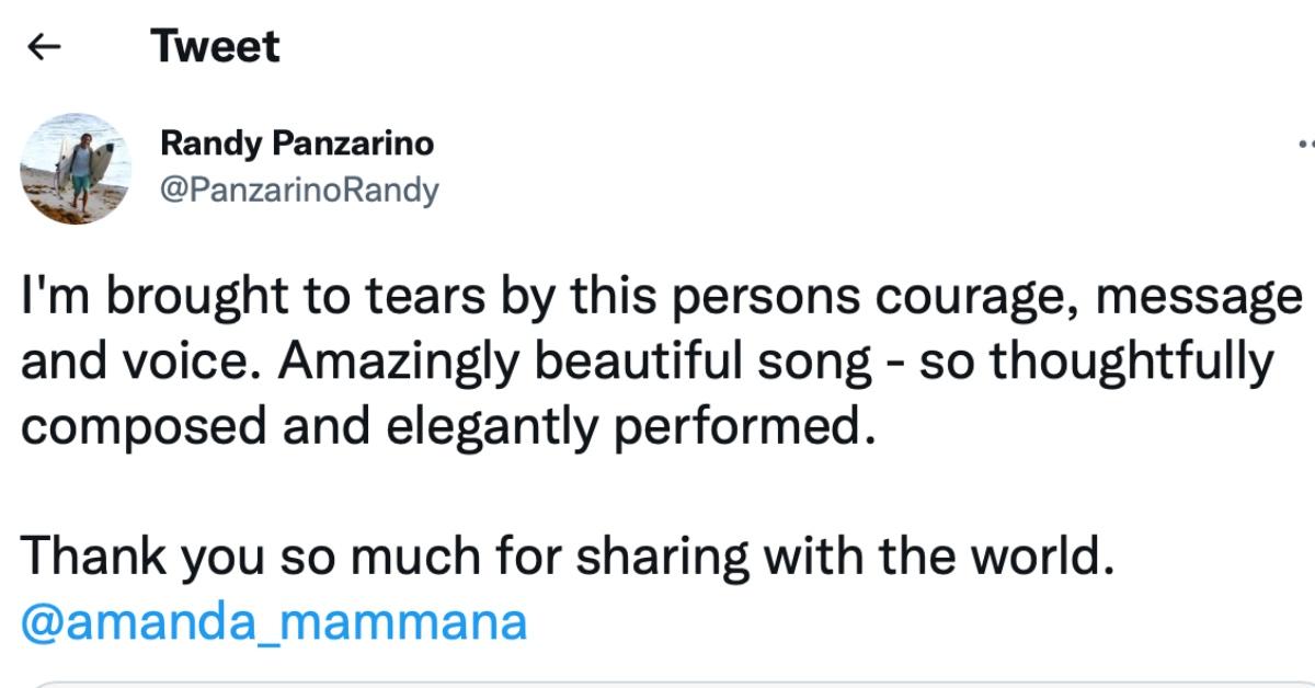 A tweet about Amanda Mammana on 'AGT'