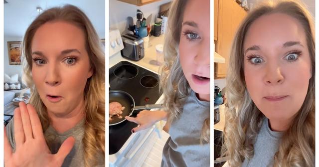 Husband walks away from turkey burger cooking TikTok