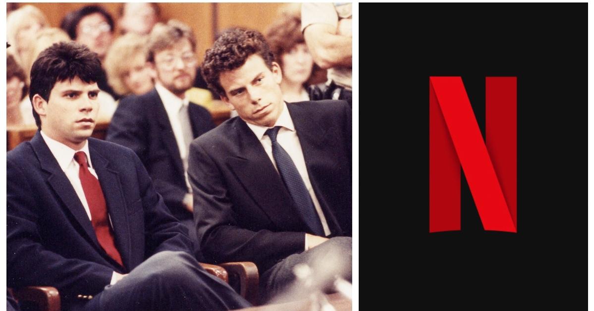 (L-R): Lyle and Erik Menendez at their arraignment; Netflix logo