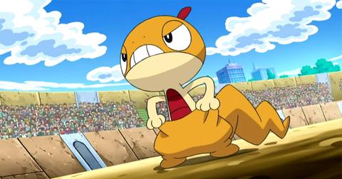Scraggy as he appears in the anime