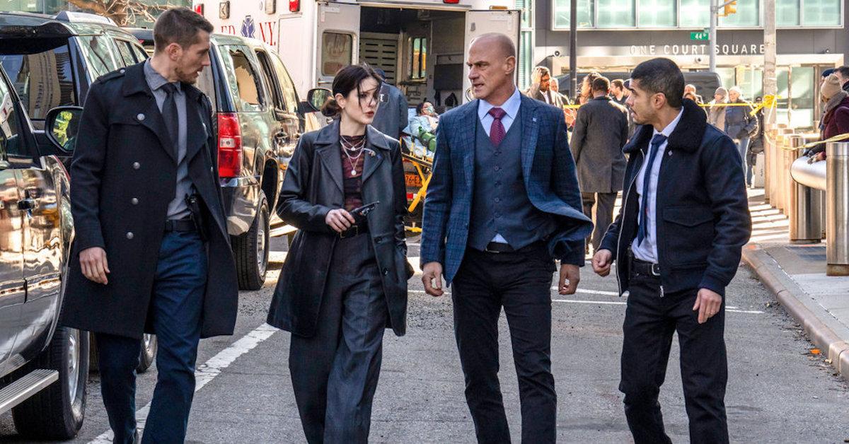 Brent Antonello as Detective Jamie Whelan, Ainsley Seiger as Detective Jet Slootmaekers, Christopher Meloni as Detective Elliot Stabler, Rick Gonzalez as Detective Bobby Reyes in 'Law & Order: Organized Crime'
