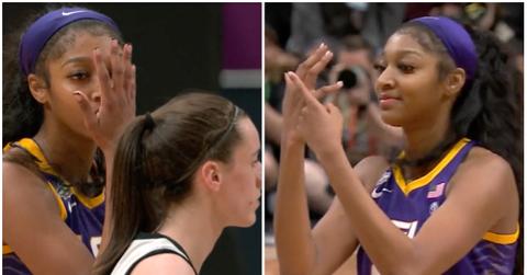 angel reese gesture at caitlin clark