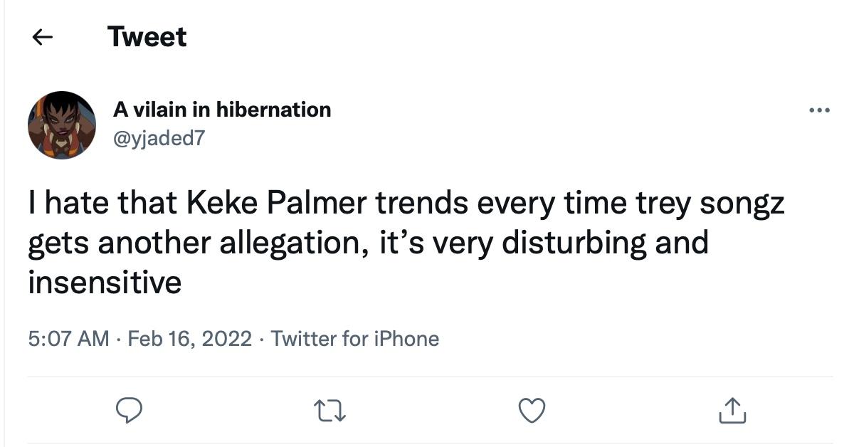 A tweet about Keke Palmer and Trey Songz