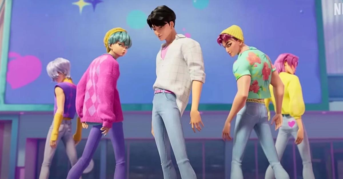 Saja Boys in their first appearance in the KPop Demon Hunters movie.