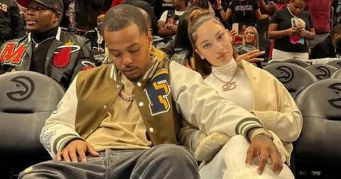Bhad Bhabie and Le Vaughn attending a basketball game.
