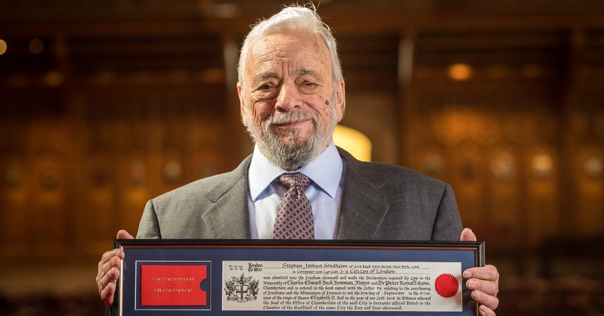 Stephen Sondheim receives the Key of Freedom in London.