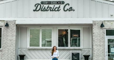 Mina Starsiak Hawk poses in front of the old Two Chicks storefront