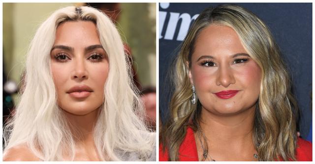 Kim Kardashian and Gypsy Rose Blanchard posing on separate red carpets.