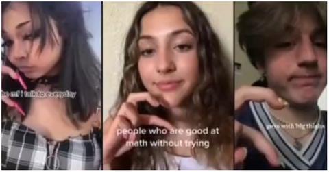 (l-r): A group of TikTok users holding up a sign that looks like GDK