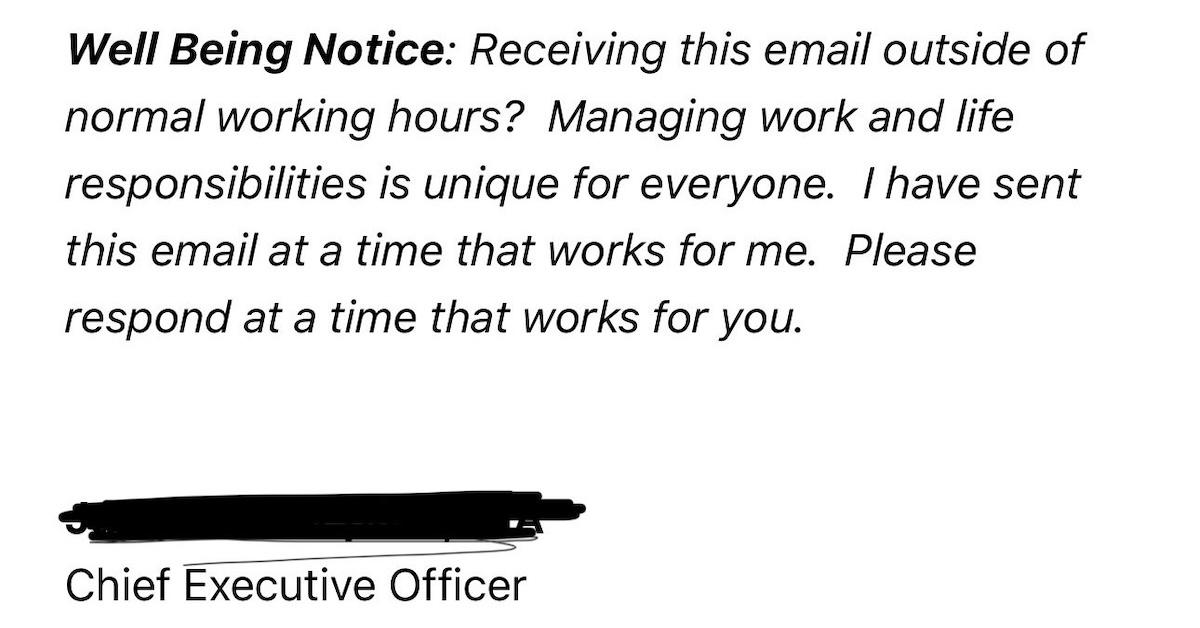 After-hours email copy from CEO