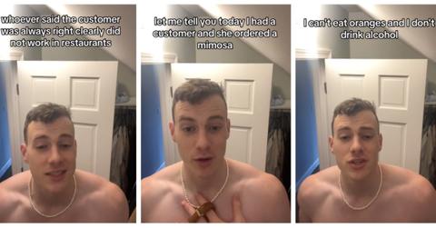 A bartender describes having to make a mimosa without oranges or alcohol