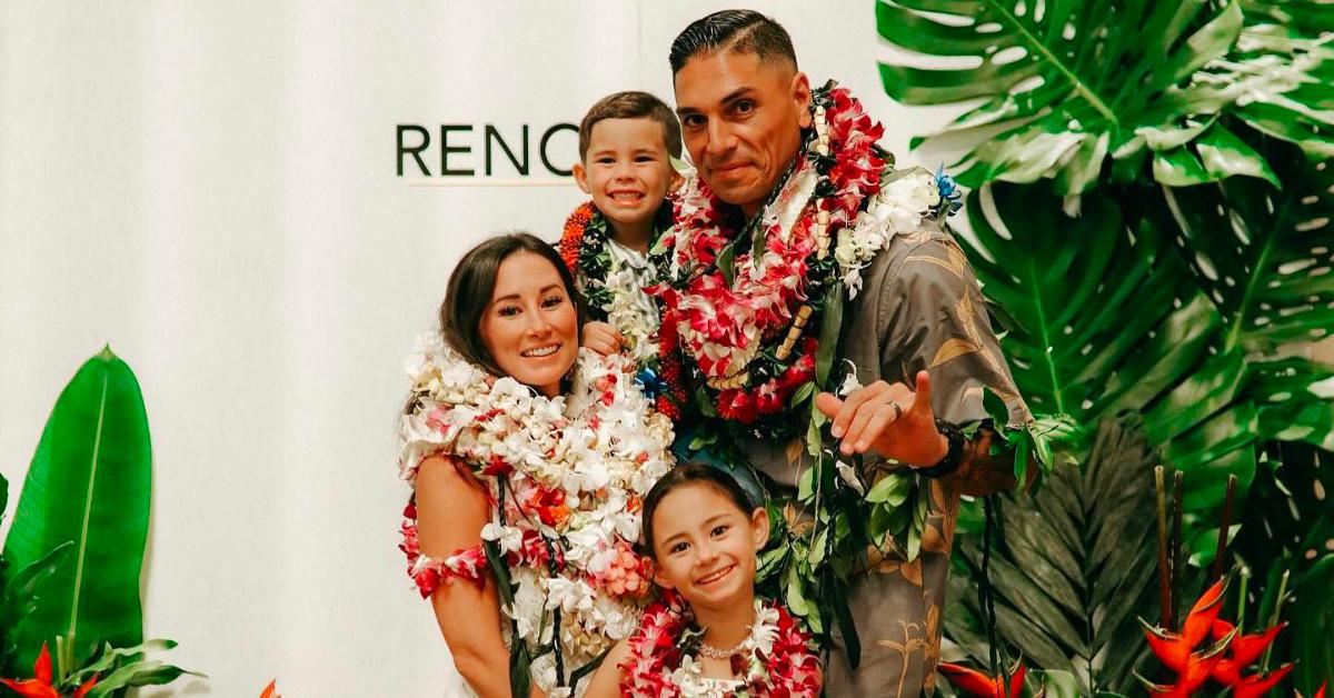 'Renovation Aloha' hosts Tristyn and Kamohai Kalama pose with their kids, Yasiel and Vale.