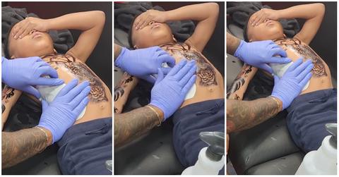 (l-r): A boy covering his eyes while getting fake tattoos