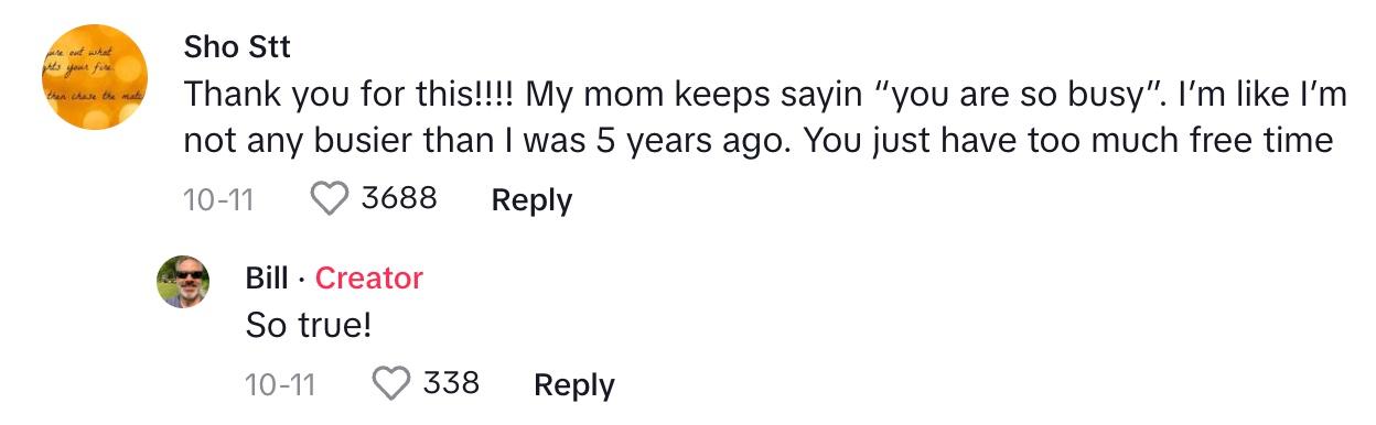A commenter thanks Bill for posting the video about visiting his kids