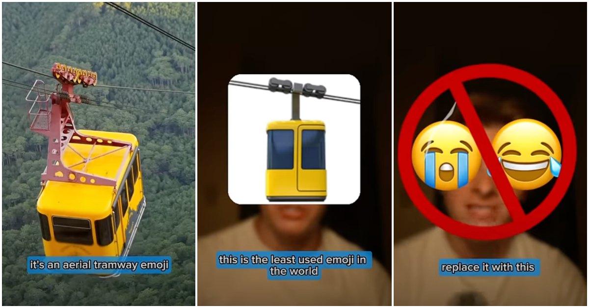 YouTube suggests replacing the laughing emoji with aerial tramway emoji.