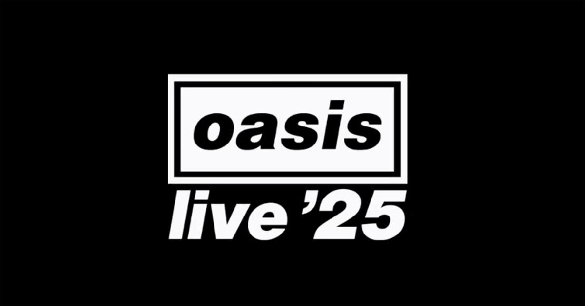 A logo for Oasis Live '25 against a black backdrop. 