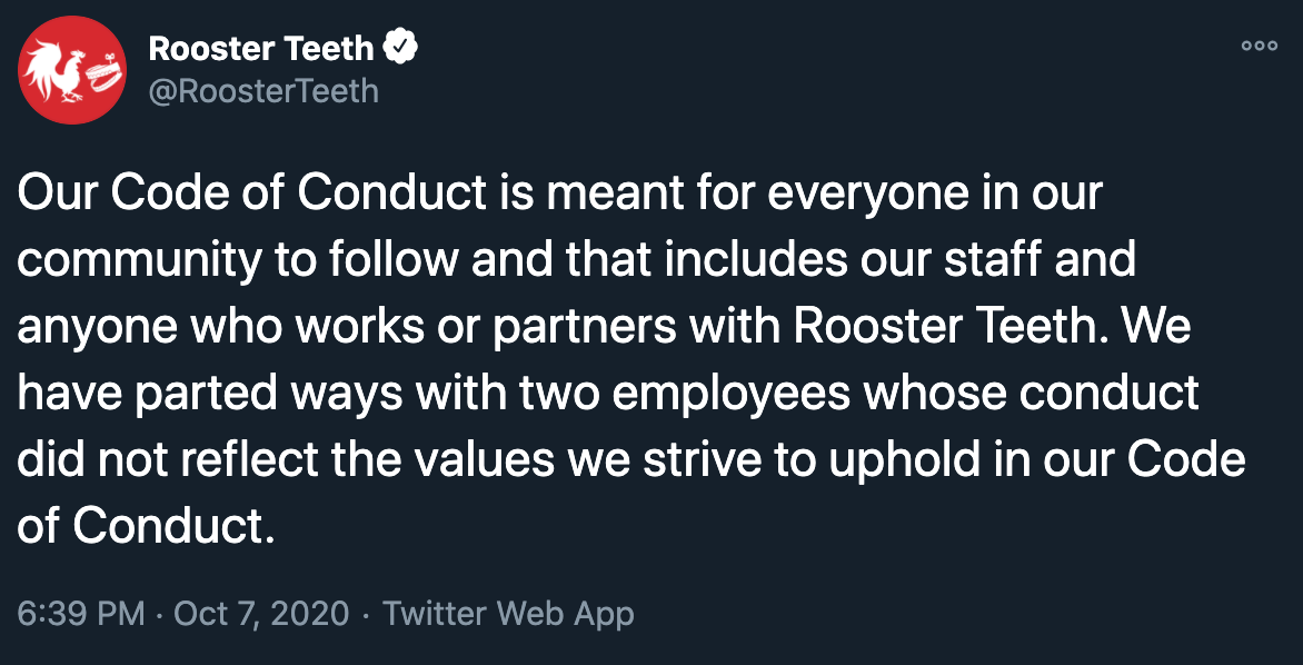 rooster teeth fired