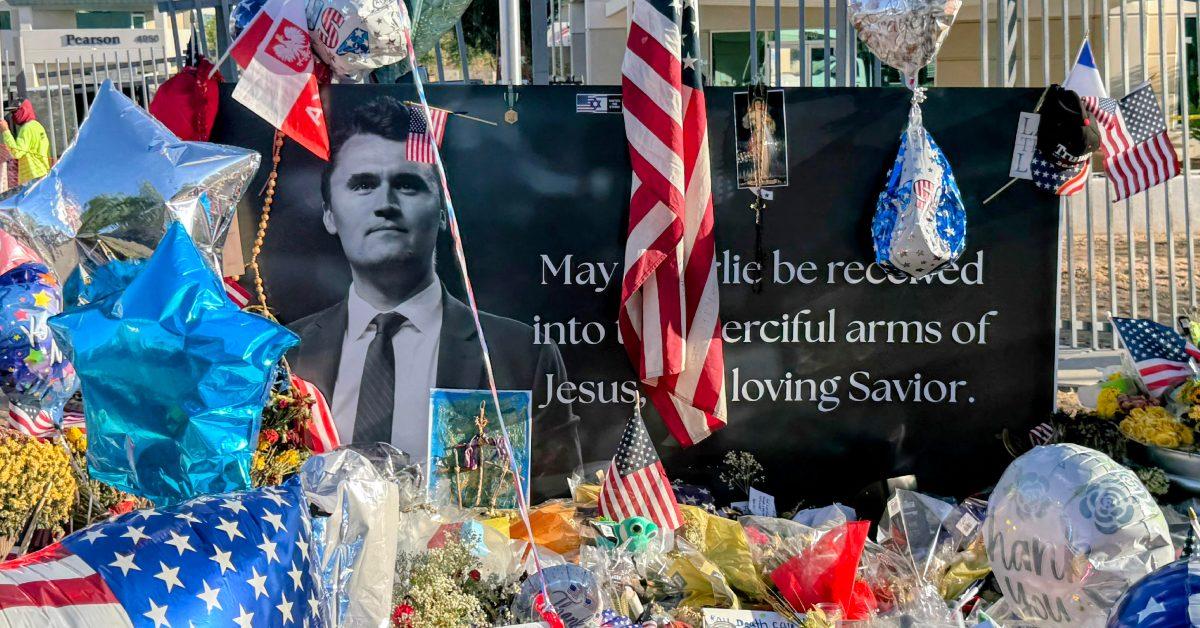 Memorial honoring Charlie Kirk.