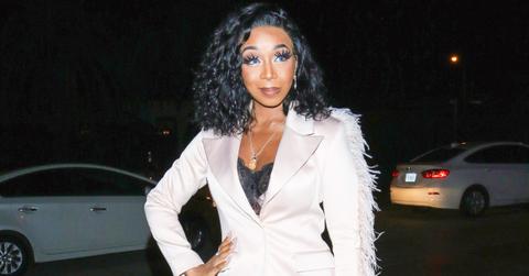 Tiffany Pollard wears satin pantsuit with tassels and black teddy on October 18, 2019 in Los Angeles, California.