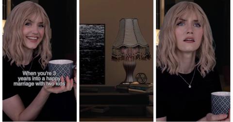 A woman telling the lamp story on TikTok