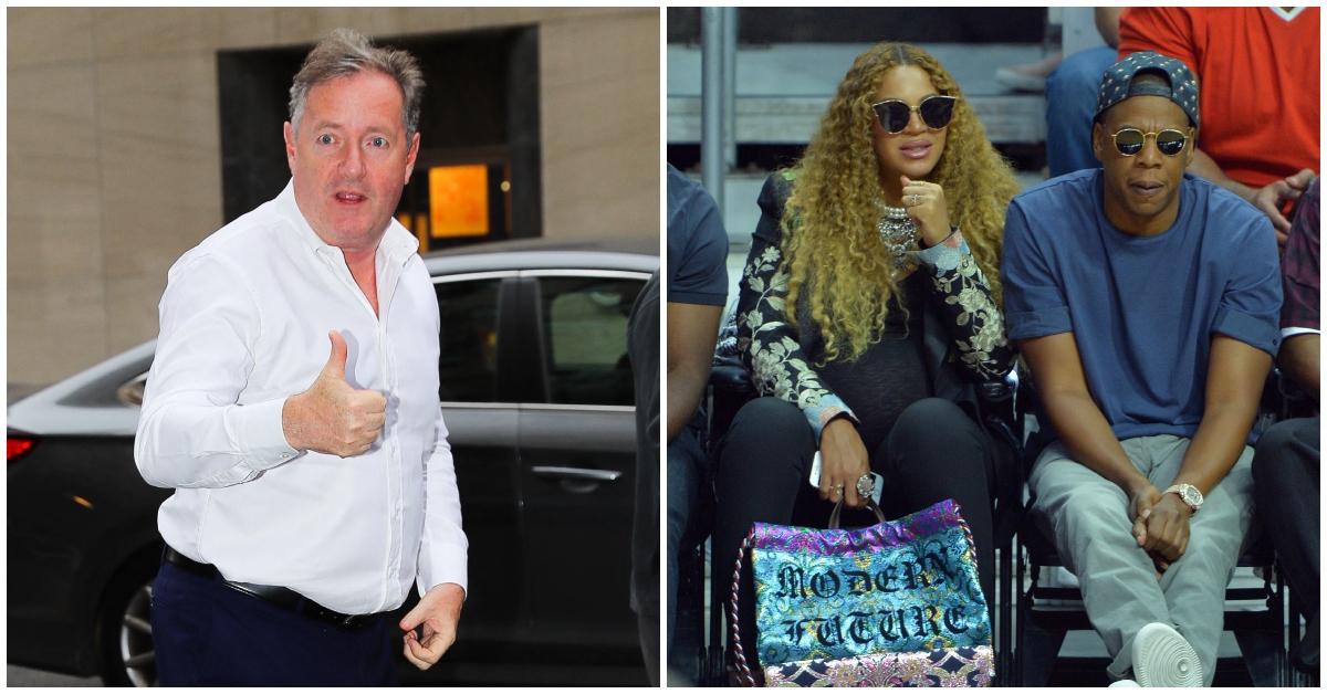 (l-r): Piers Morgan, Beyonce, and Jay-Z