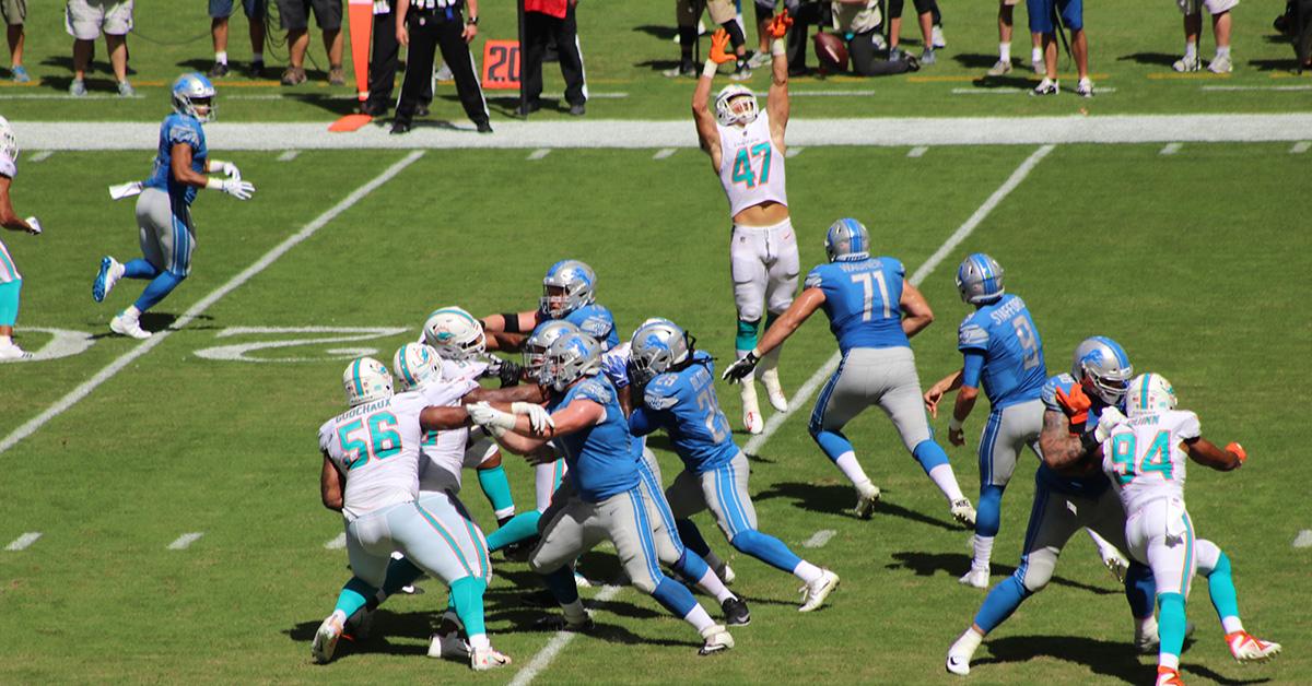 The Detroit Lions playing the Miami Dolphins in 2018. 