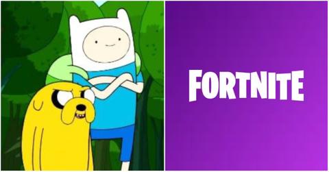 'Adventure Time' characters and Fortnite logo