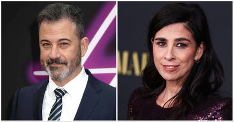 Jimmy Kimmel and Sarah Silverman pose on the Red Carpet.