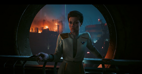 'Cyberpunk 2077: Phantom Liberty' Screenshot of the new US president in Dogtown.