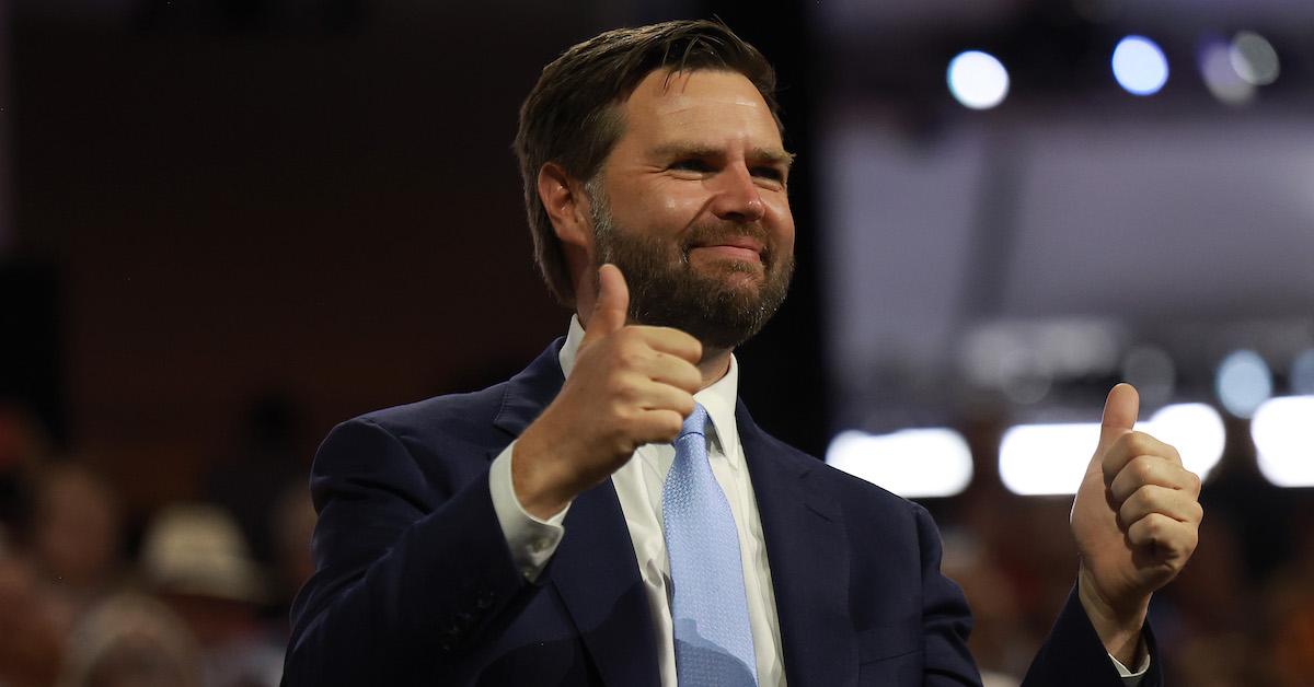 J.D. Vance at the first day of the Republican National Convention at the Fiserv Forum on July 15, 2024 in Milwaukee, Wisconsin