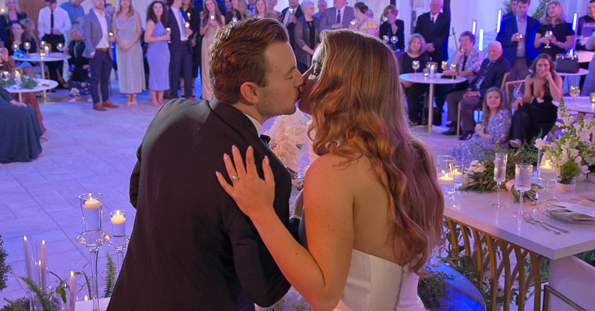 Daniel Hastings and Taylor Haag share a kiss on their wedding day during 'Love Is Blind.'