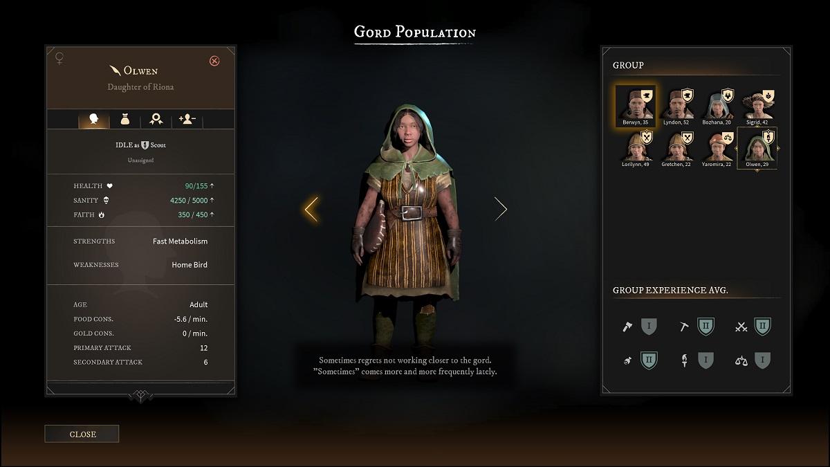 'Gord' Close-up of the selection subjects screen before starting a new map.