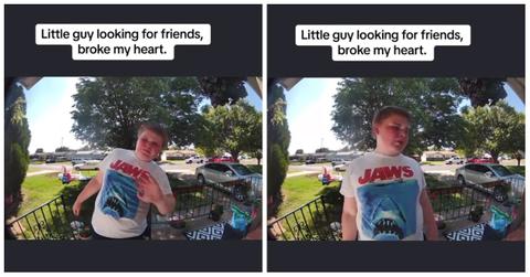 A bullied boy goes door-to-door looking for new friends.