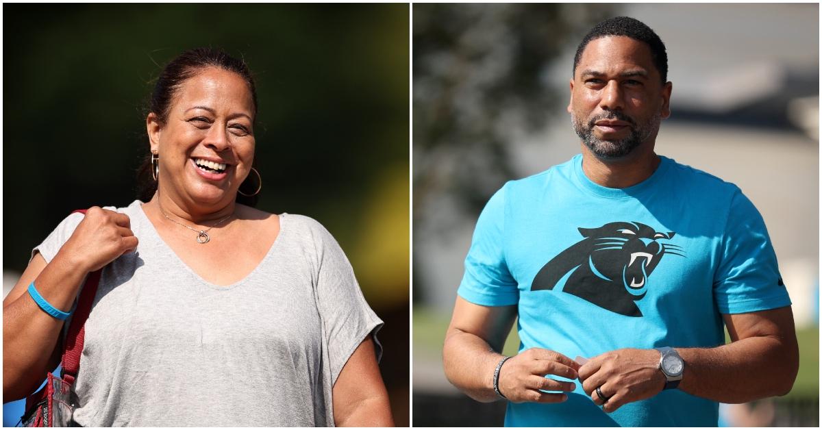 Bryce Young parents, Julie and Craig Young, walking.